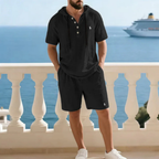 Premium todelt sommersett for menn | avslappet kortermet skjorte + shorts