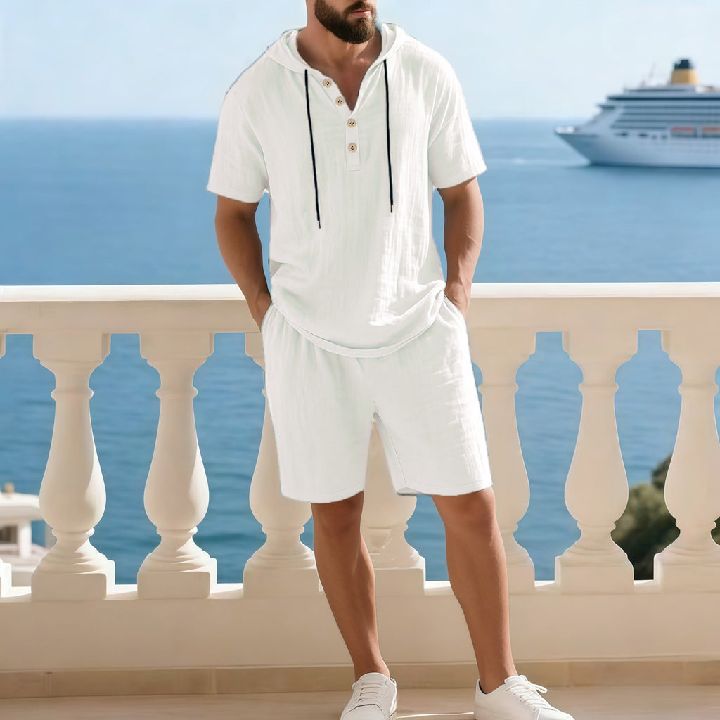 Men's Premium Summer Two-Piece Set | Casual Short-Sleeve Shirt + Shorts