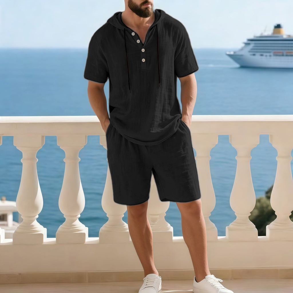 Men's Premium Summer Two-Piece Set | Casual Short-Sleeve Shirt + Shorts