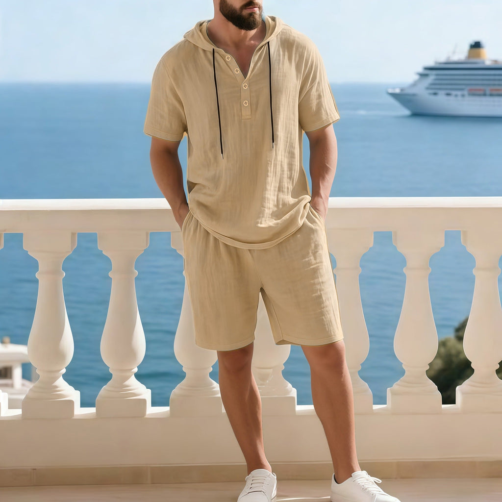 Men's Premium Summer Two-Piece Set | Casual Short-Sleeve Shirt + Shorts