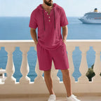Men's Premium Summer Two-Piece Set | Casual Short-Sleeve Shirt + Shorts