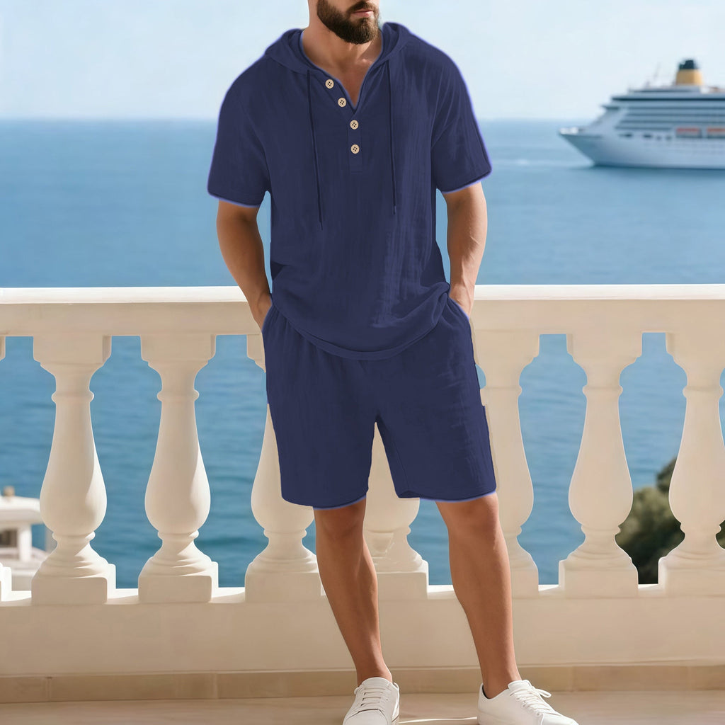 Men's Premium Summer Two-Piece Set | Casual Short-Sleeve Shirt + Shorts